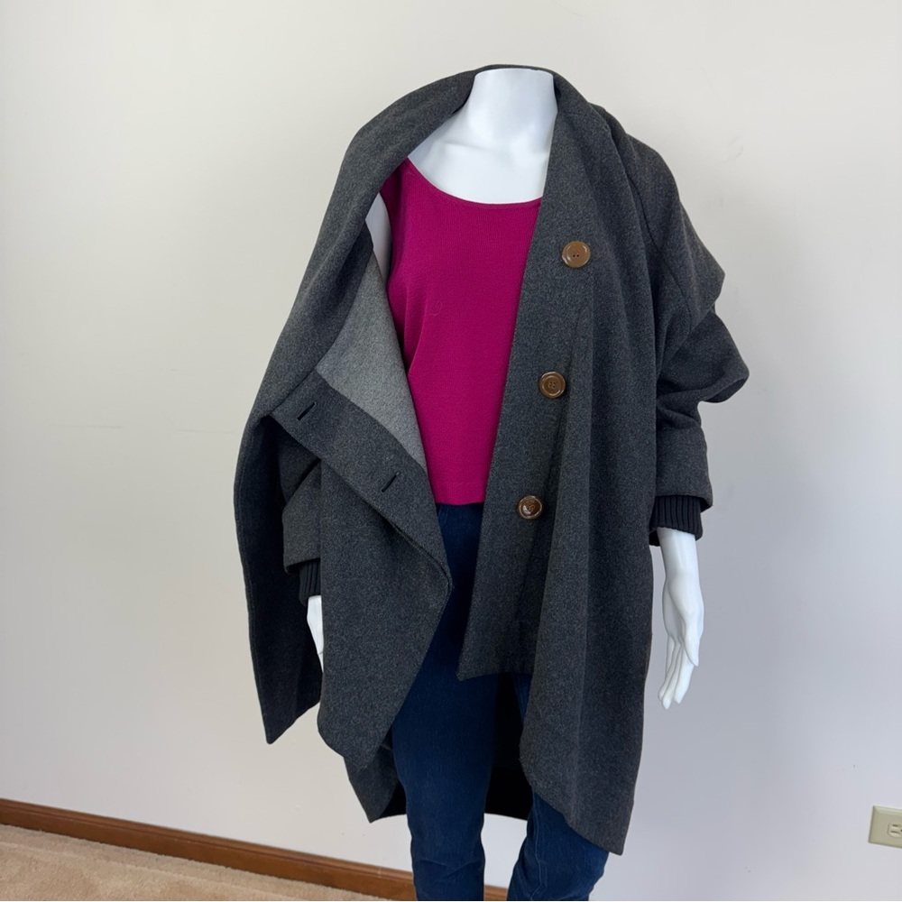 Vivienne Westwood Red Label Asymmetric Draped Wool Scarf Coat Gray Sz M - Picture 4 of 16
